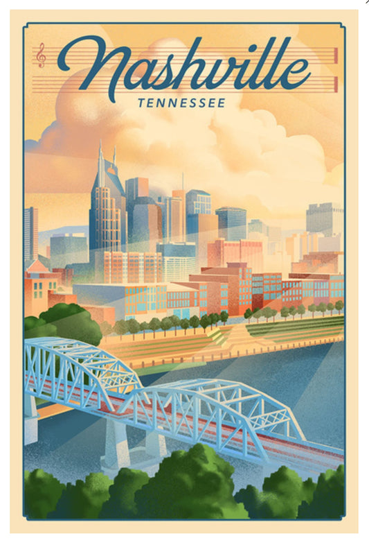 Lantern Press - Nashville, Tennessee - Lithograph City Series - Postcard