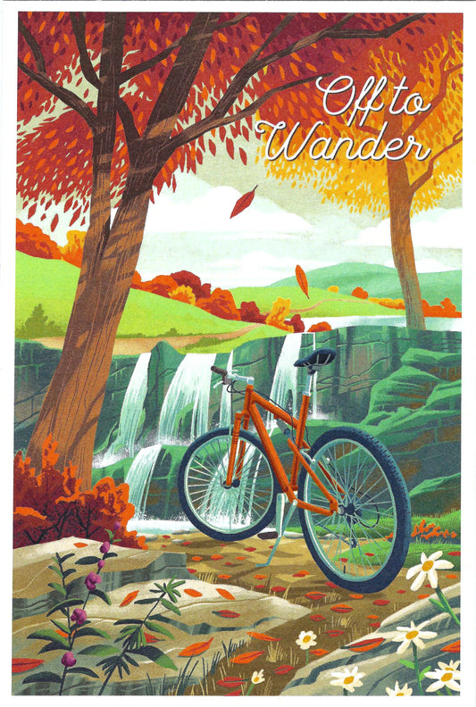 Lantern Press Postcard - Fall - Autumn - Foliage - Bike Postcard - Postcrossing Postcards