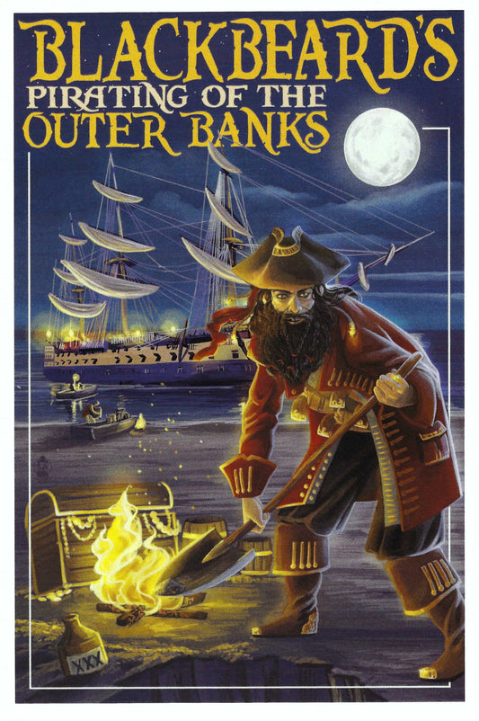 Lantern Press - Outer Banks - North Carolina - Blackbeard Pirate - Postcard