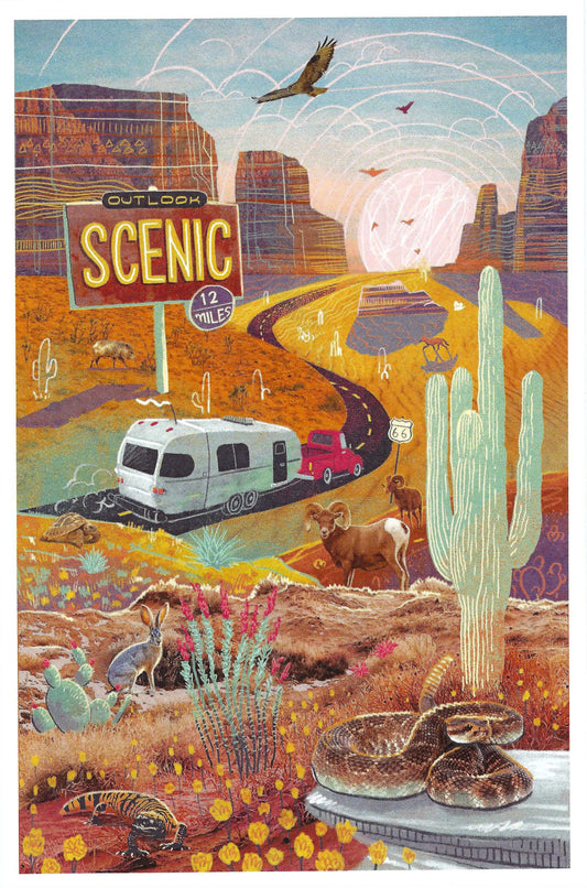 Lantern Press - Outlook Scenic Collage - Desert - Postcard