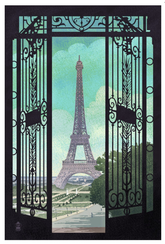 Lantern Press - Paris - France - Eiffel Tower & Gate - Postcard
