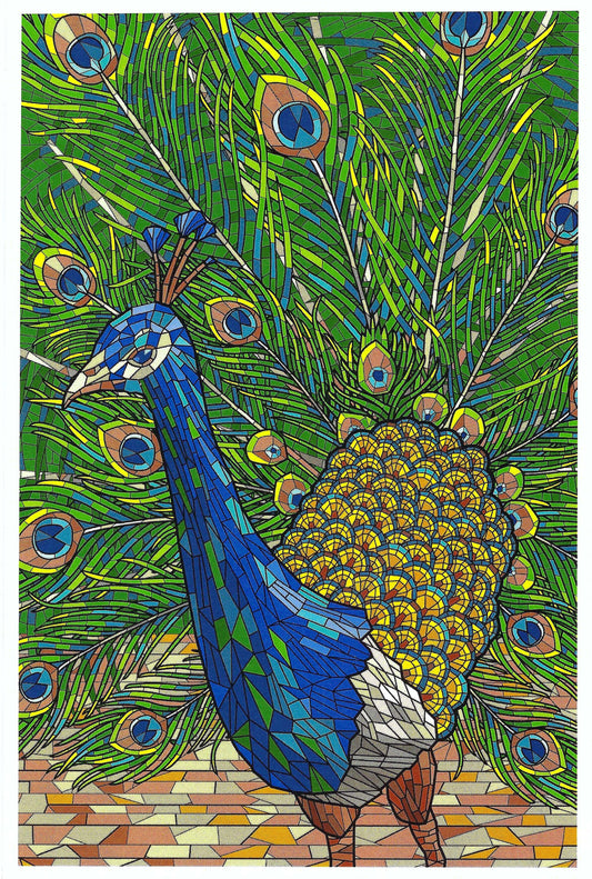 Lantern Press - Peacock - Mosaic - Postcard