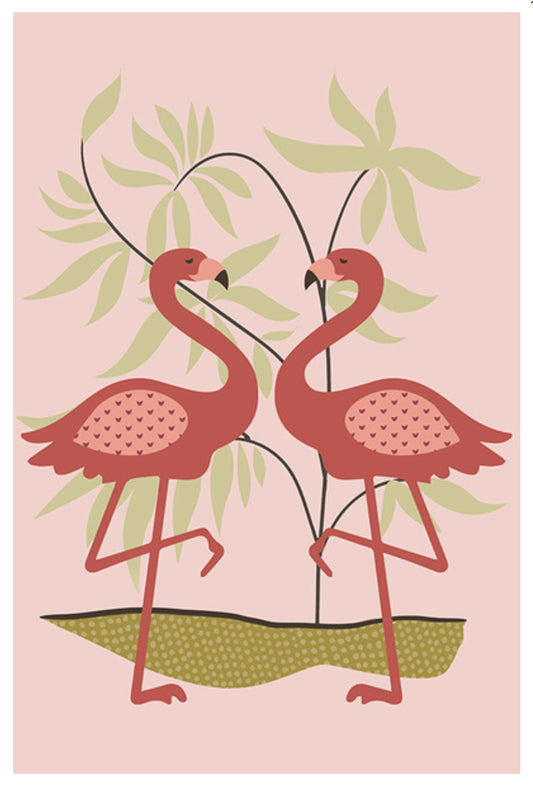 Lantern Press - Pink Flamingos - Postcard