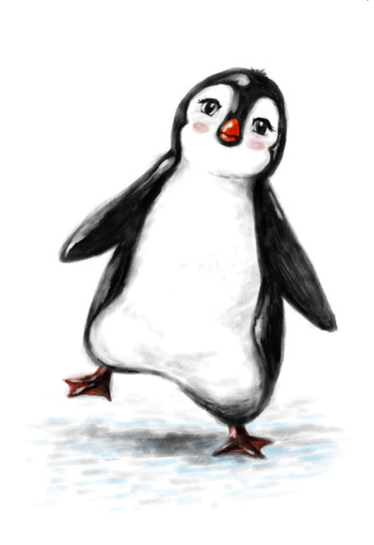 Lantern Press - Playful Penguin - Postcard