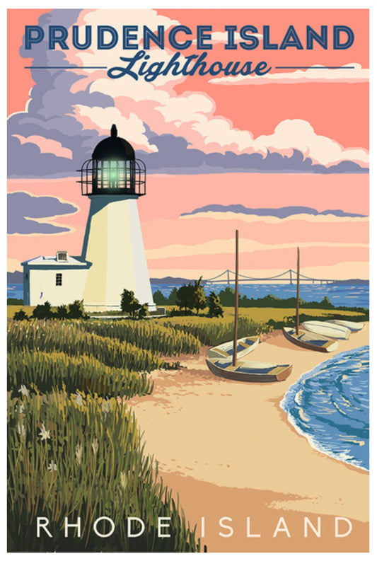 Lantern Press - Prudence Island - Rhode Island - Lighthouse - Postcard