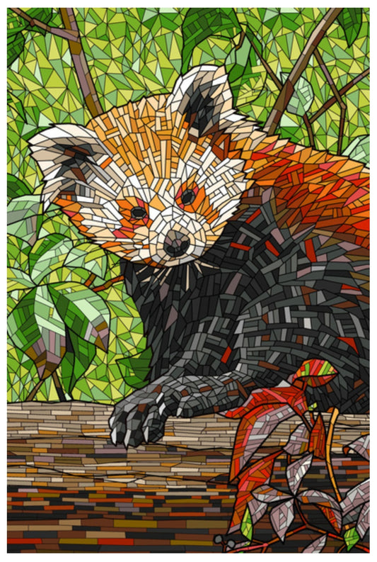 Lantern Press - Red Panda - Mosaic - Postcard