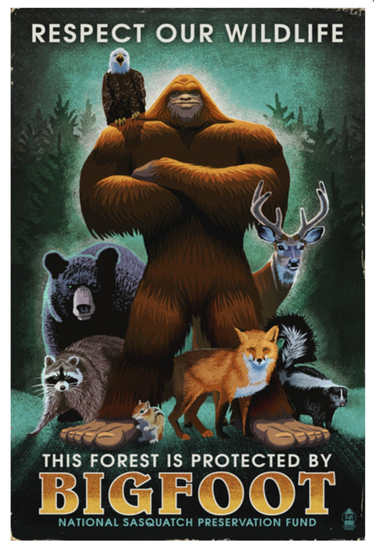 Lantern Press - Respect Our Wildlife - Bigfoot - Postcard