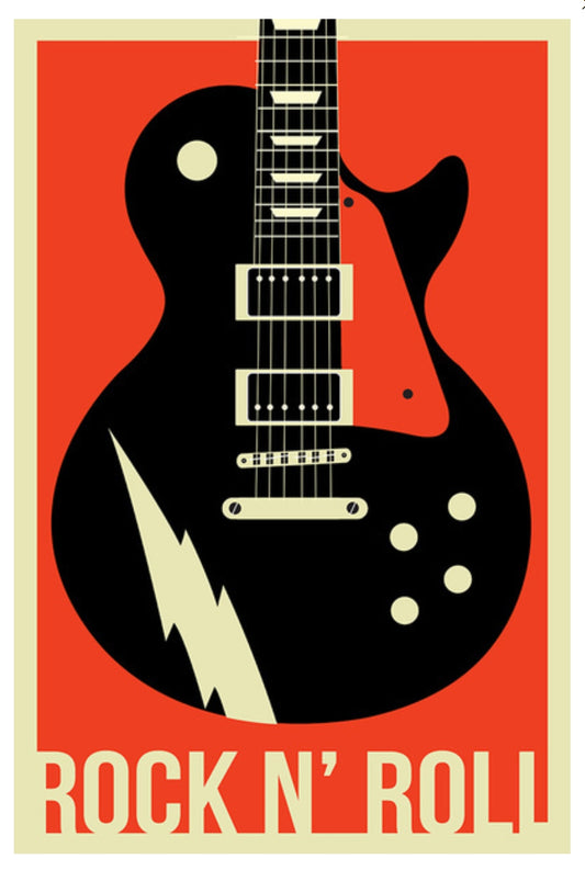 Lantern Press - Rock N` Roll - Electric Guitar - Postcard