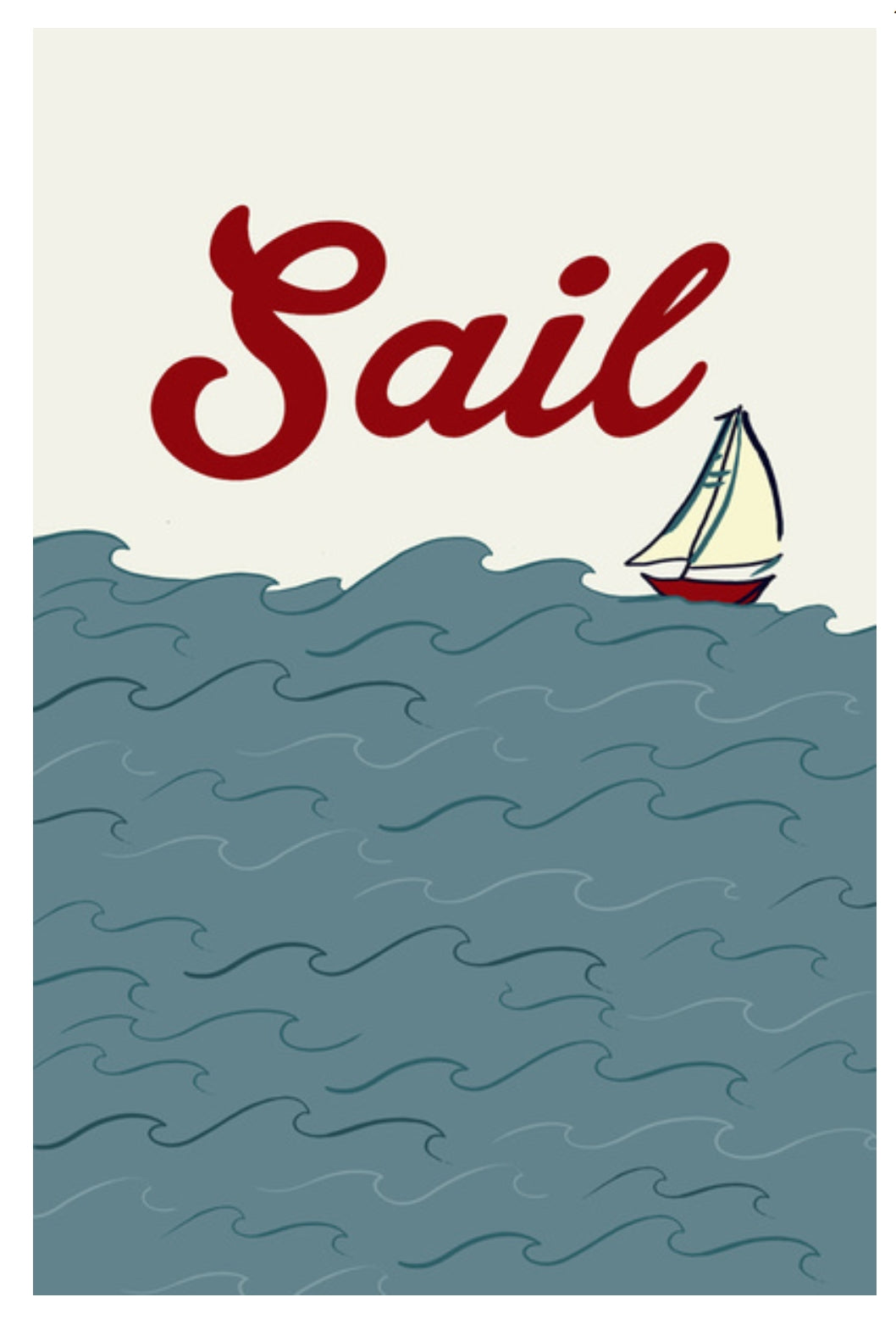Lantern Press - Sailboat - Sail - Postcard
