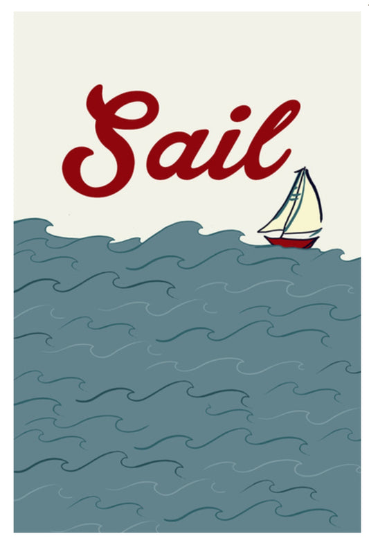 Lantern Press - Sailboat - Sail - Postcard