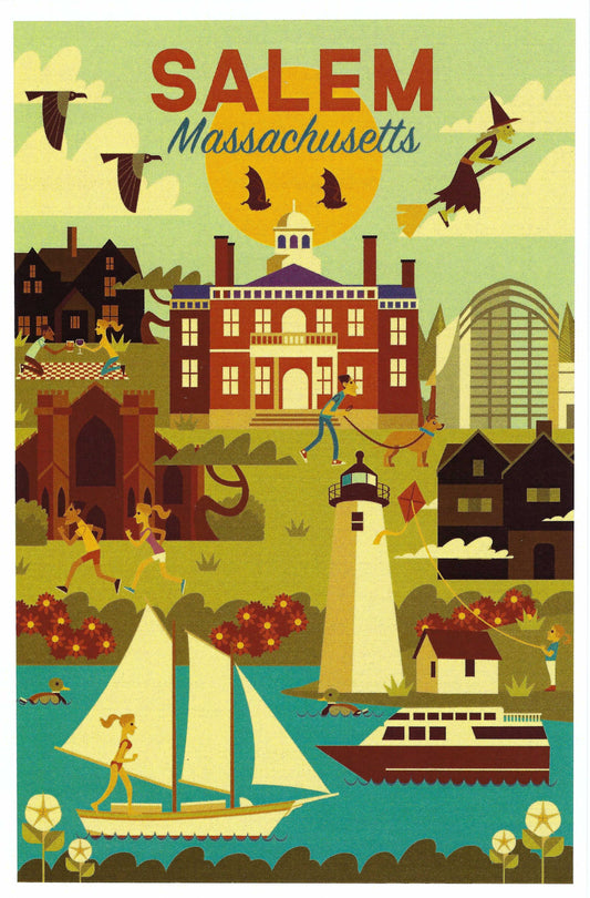 Lantern Press - Salem - Massachusetts - Geometric City Series - Postcard