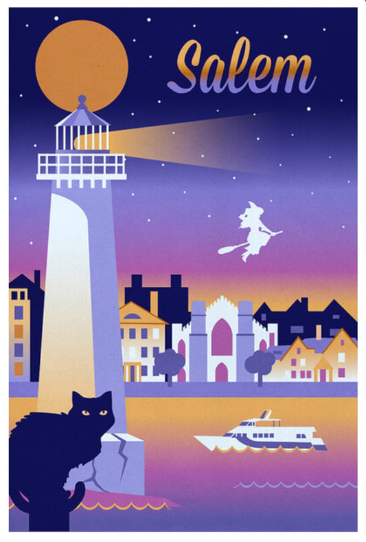 Salem Massachusetts Postcard - Lantern Press Postcard - Witch - Cat - Postcrossing Postcard