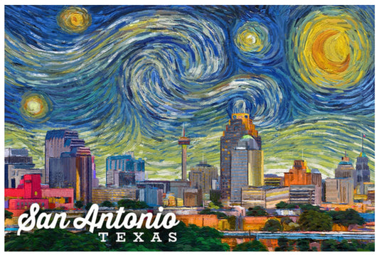 Lantern Press - San Antonio - Texas -Starry Night Series -Postcard