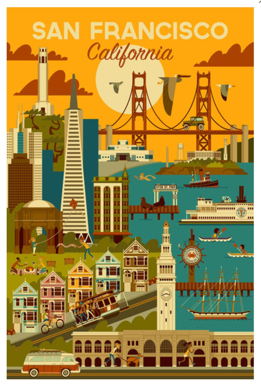 Lantern Press - San Francisco, California - Geometric City Series - Postcard
