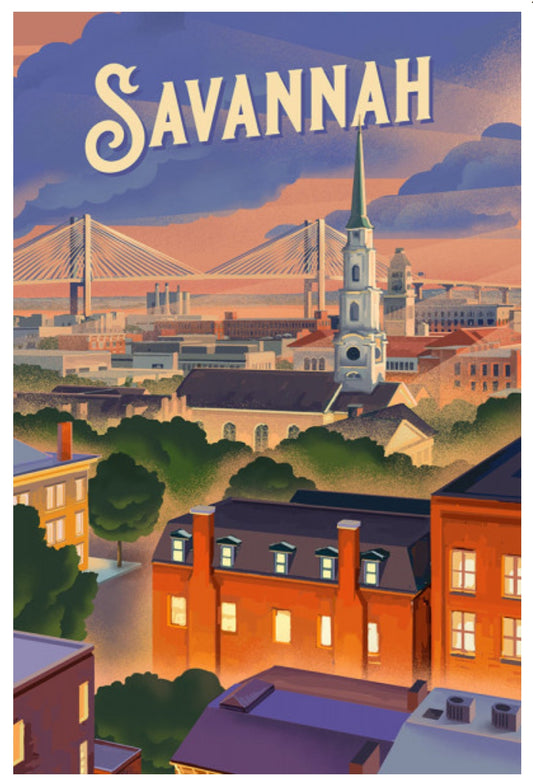 Lantern Press - Savannah - Georgia - Skyline - Postcard
