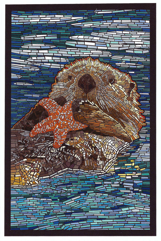 Lantern Press - Sea Otter - Paper Mosaic - Postcard