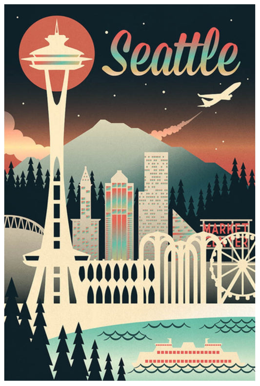 Lantern Press - Seattle - Washington - Retro Skylint - Space Needle - Postcard