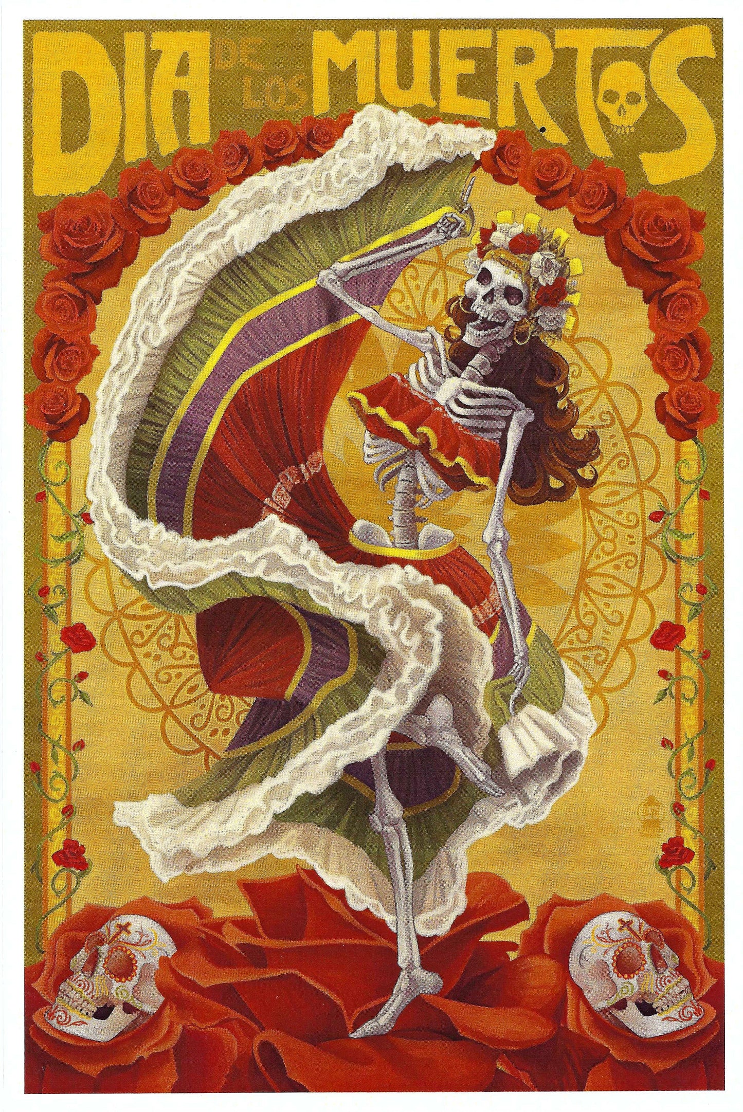 Dia de los Muertos Postcard by Lantern Press - Day of the Dead - Skeleton Dancing