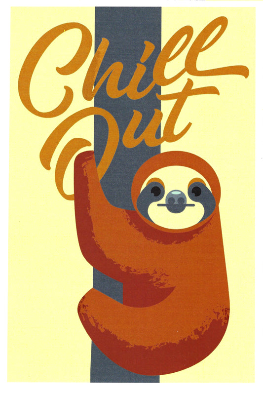 Lantern Press - Sloth - Geometric - Chill Out - Postcard