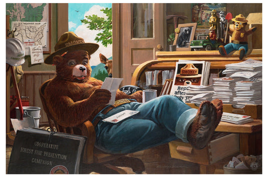 Lantern Press - Smokey Bear - Reading Mail - Postcard