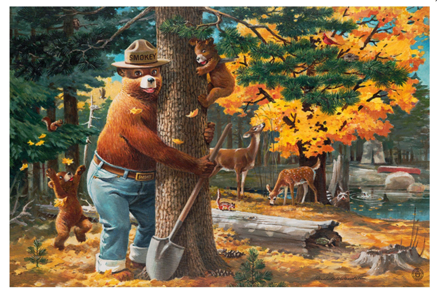 Smokey the Bear Postcard - Lantern Press - Autumn - Fall