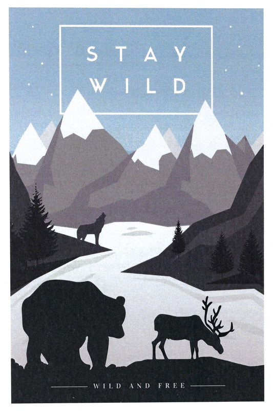 Lantern Press - Stay Wild - Animal Silhouettes - Wild & Free - Postcard