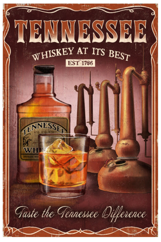 Lantern Press - Tennessee - Whiskey - Vintage Sign - Postcard
