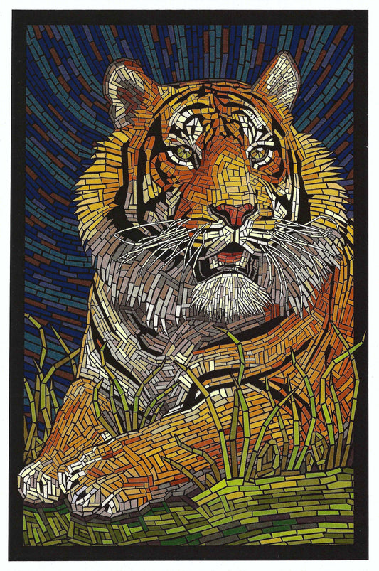 Lantern Press - Tiger - Mosaic - Postcard