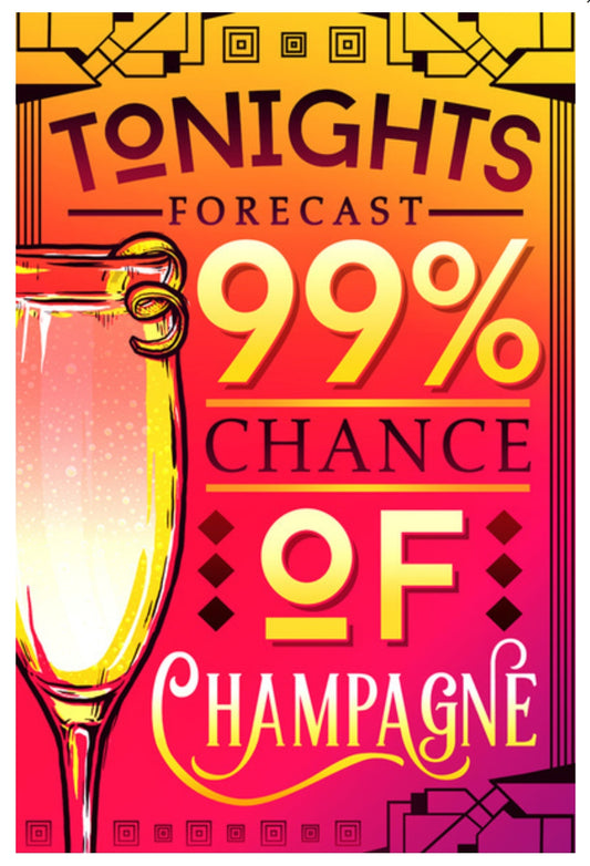 Lantern Press - Tonight's Forecast - Champagne - Postcard