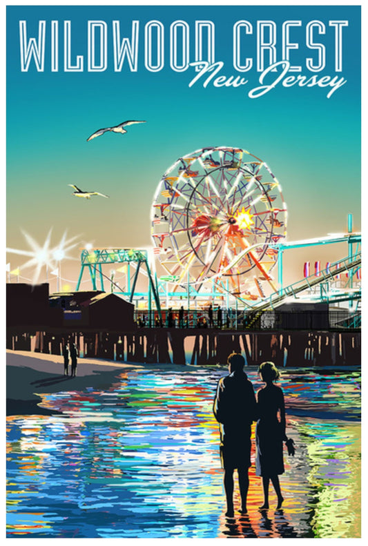 Lantern Press - Wildwood - New Jersey - Twilight Pier - Postcard