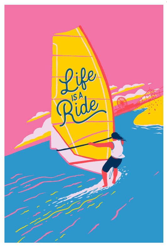 Lantern Press - Windsurfing - Life is a Ride - Postcard