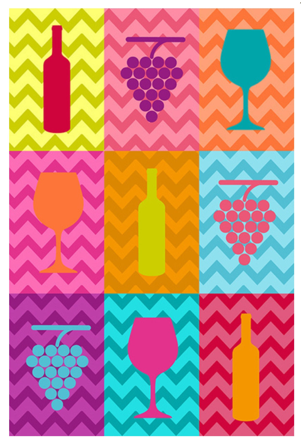 Lantern Press - Wine Icons Pop Art - Postcard