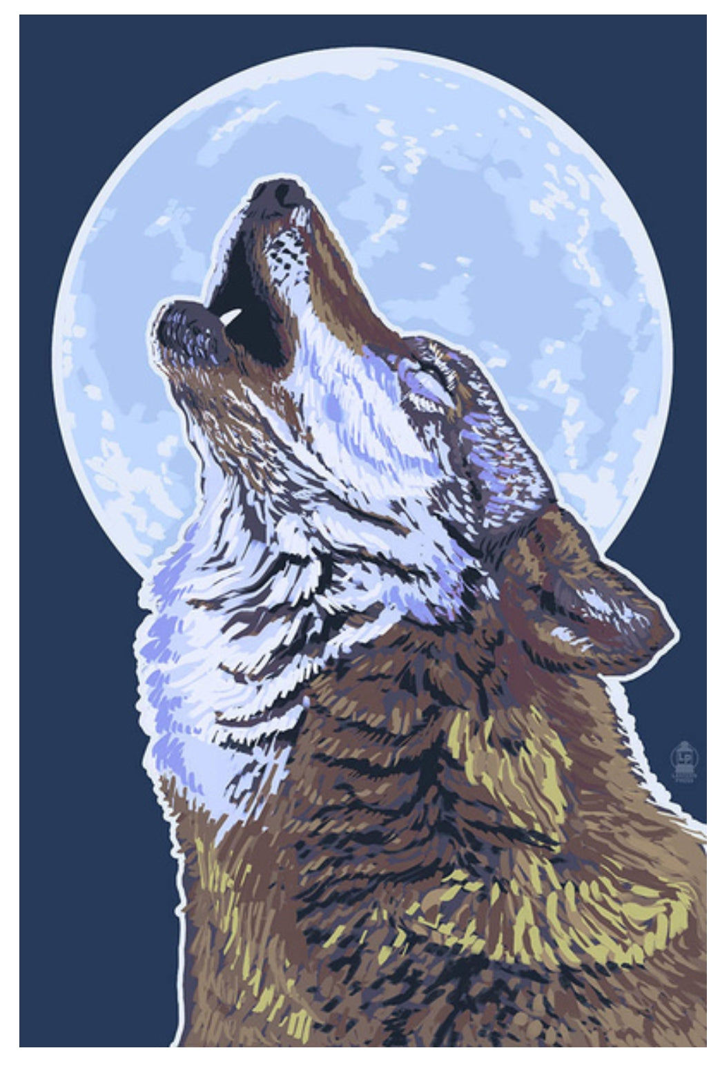 Lantern Press - Wolf Howling at Moon - Postcard