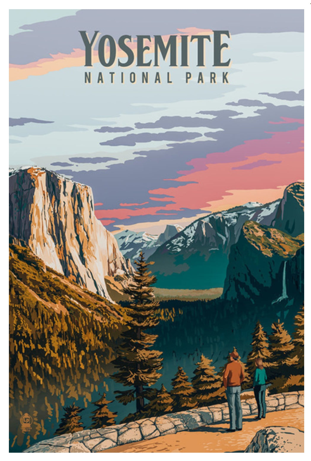 Lantern Press - Yosemite National Park, California - Painterly National Park Series - Postcard