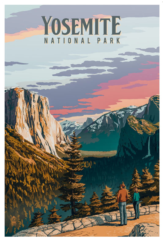 Lantern Press - Yosemite National Park, California - Painterly National Park Series - Postcard