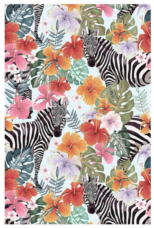 Lantern Press - Zebras and Flowers - Postcard