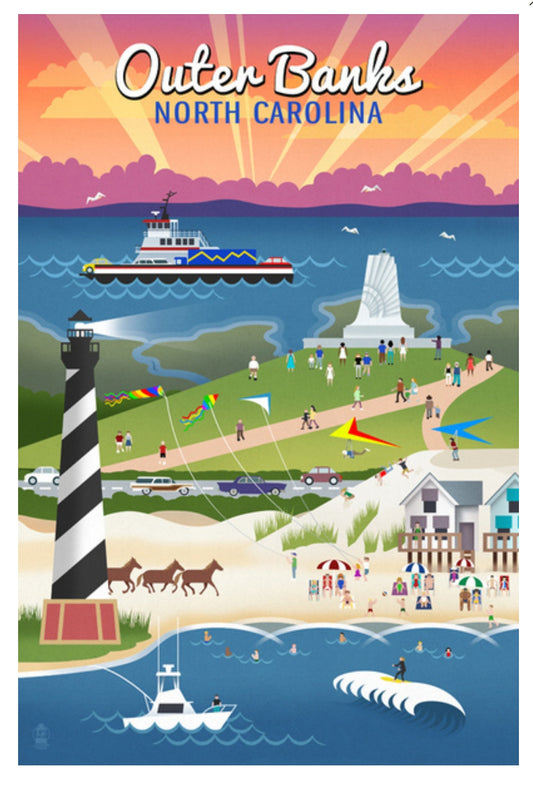 Lantern Press Postcard - Outer Banks, North Carolina - Postcard
