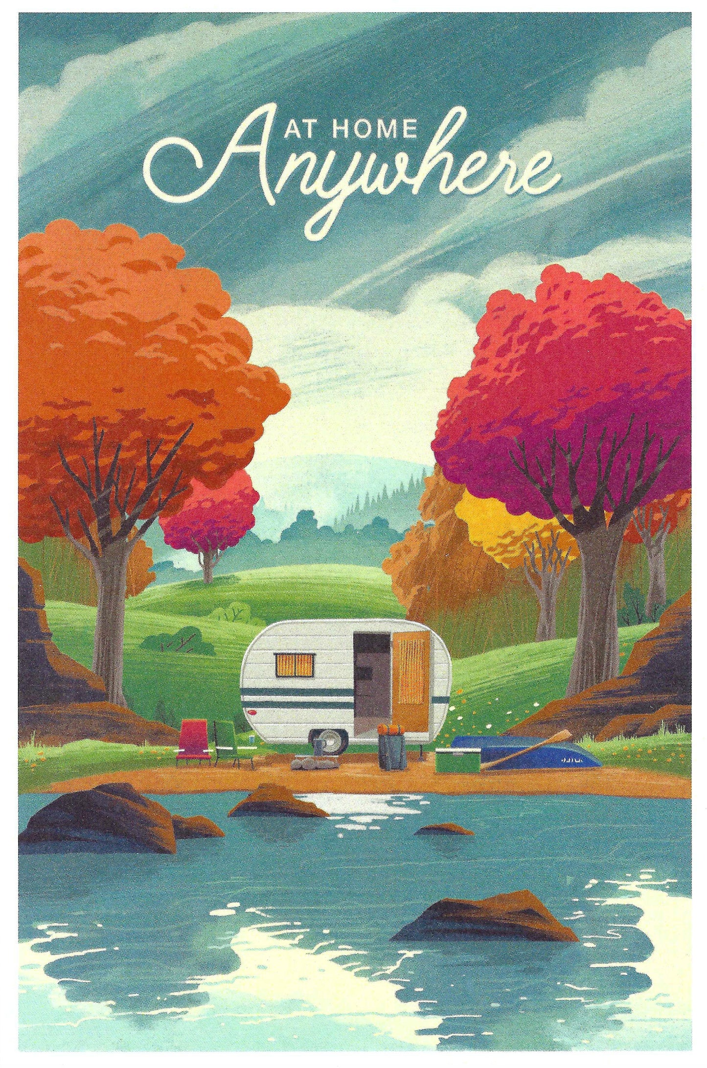 Camper Postcard by Lantern Press - Autumn Foliage