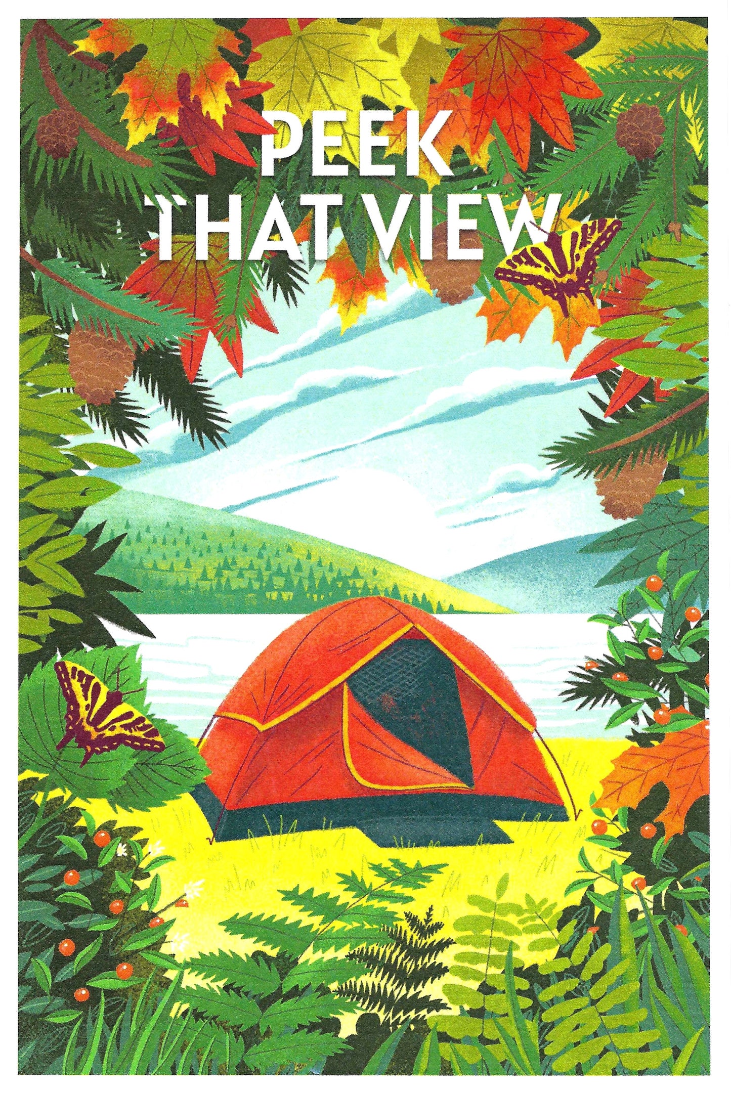 Tent - Autumn - Lantern Press Postcard