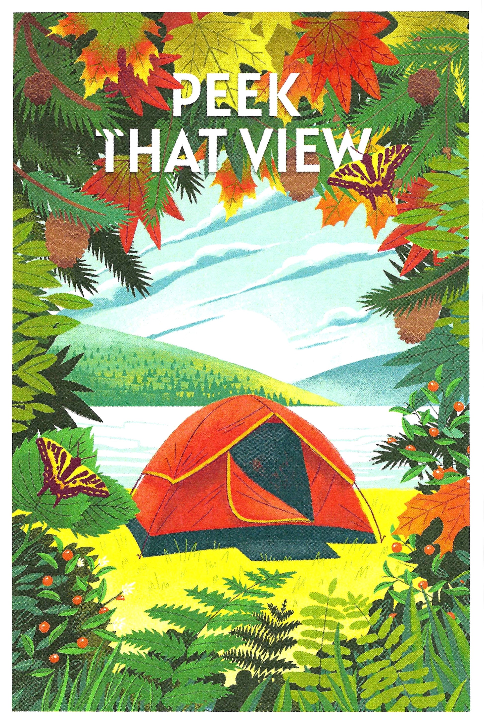 Tent - Autumn - Lantern Press Postcard