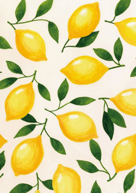 Lemon-themed illustrated postcard by Mélanie Voituriez featuring citrus fruits and soft pastel colors, printed on eco-friendly paper - perfect for Postcrossing and snail mail swaps.