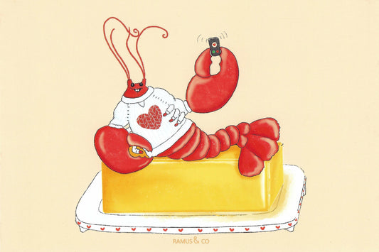 Lobster Buttah Call Valentine's Postcard by Ramus & Company
