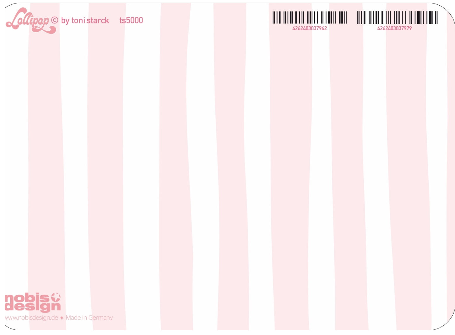 Teapot Toucan Postcard Back by Nobis Design featuring pink and white stripes