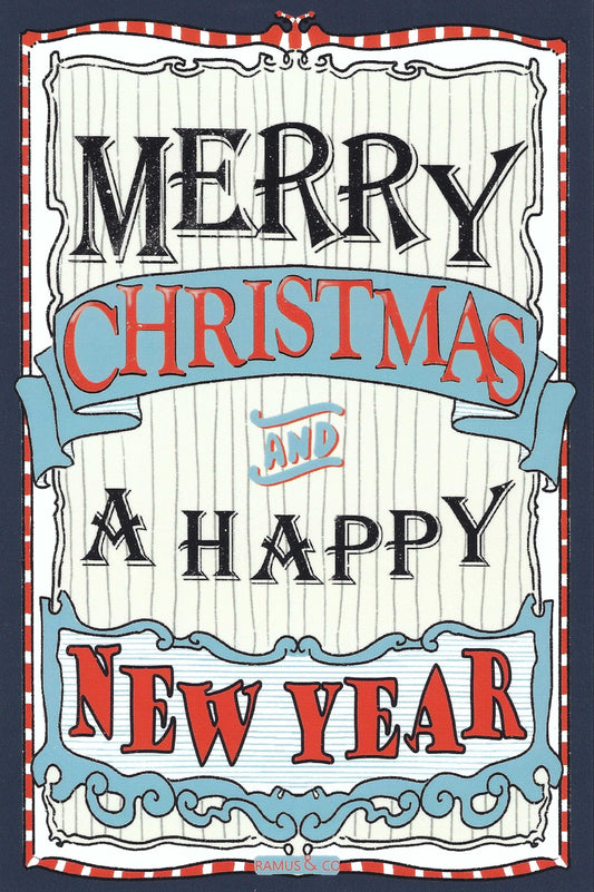 Merry Christmas and a Happy New Year Postcard by Ramus and Company