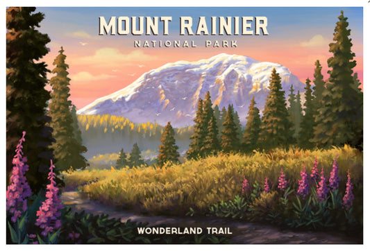 Mount Rainier, Washington Postcard by Lantern Press