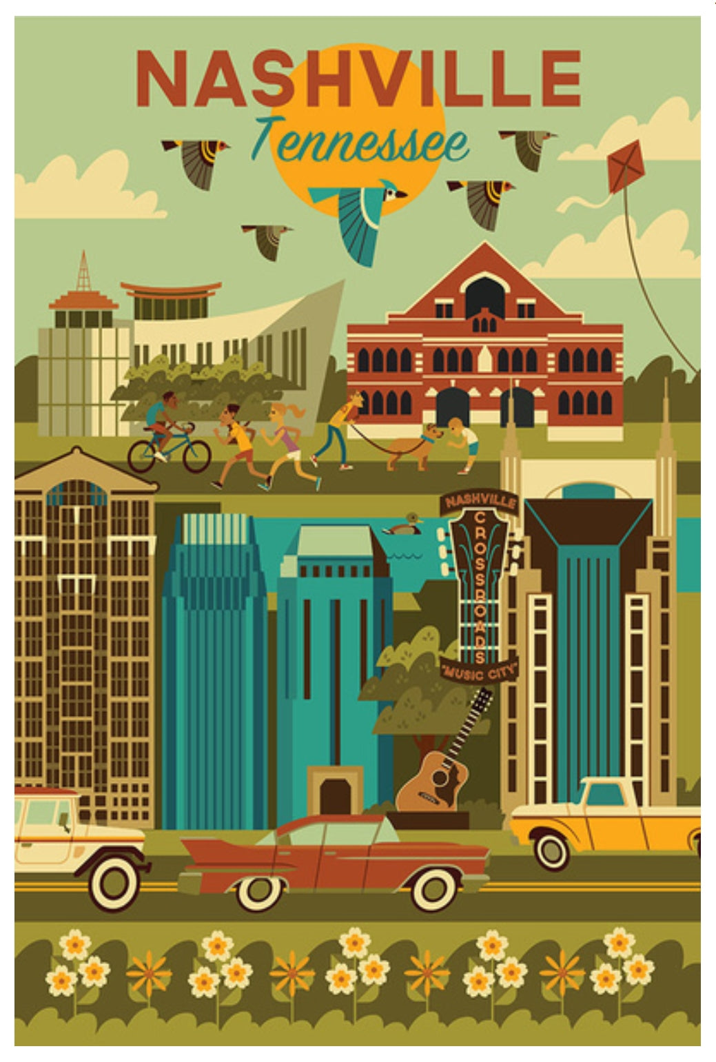 Lantern Press postcard of Nashville Tennessee Geometric City Series