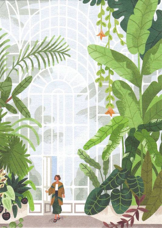 PANKA - Woman in Palm House - Plants - Postcard