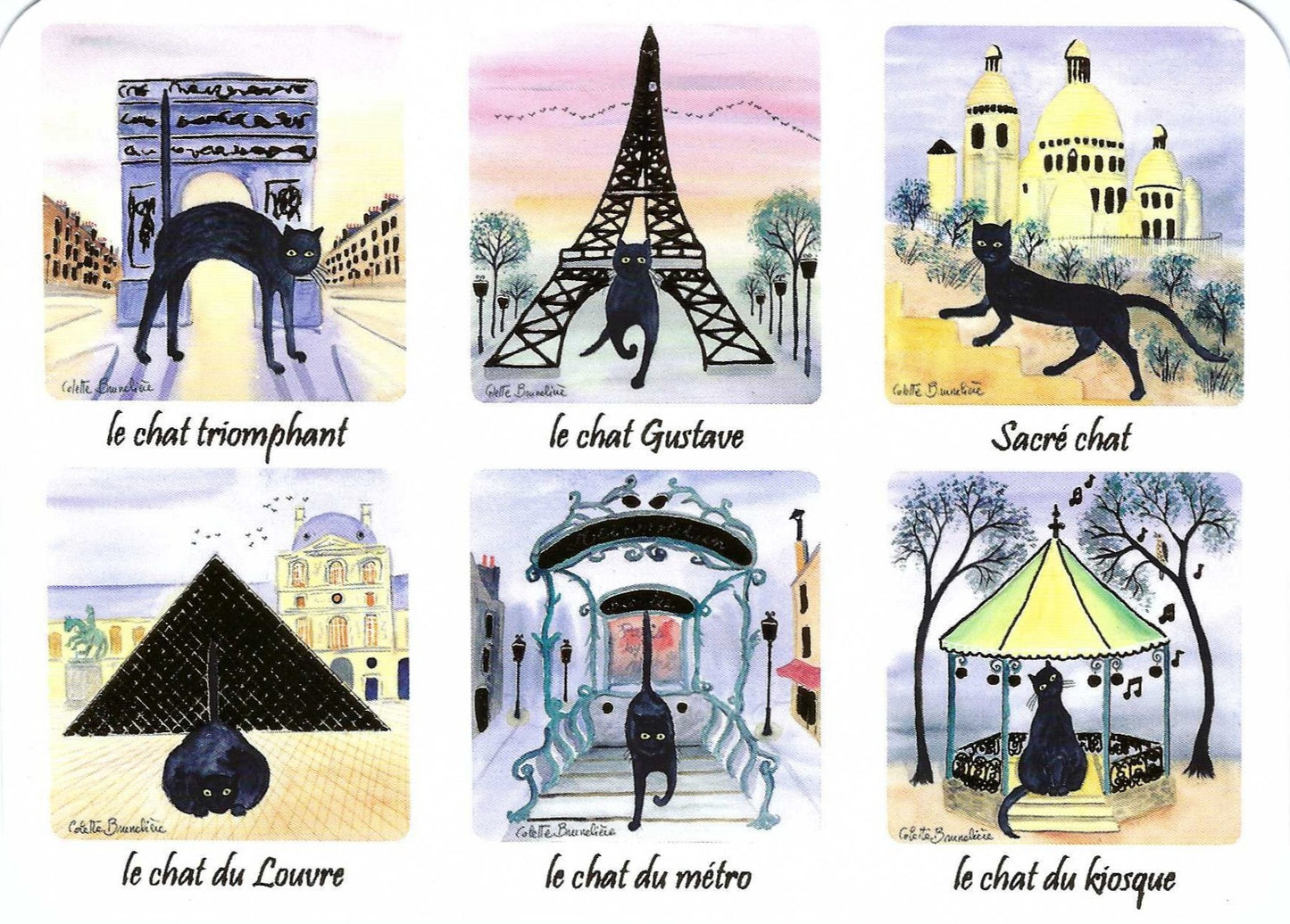 Paris Cat Postcard by Cartes d'Art with gold foil details