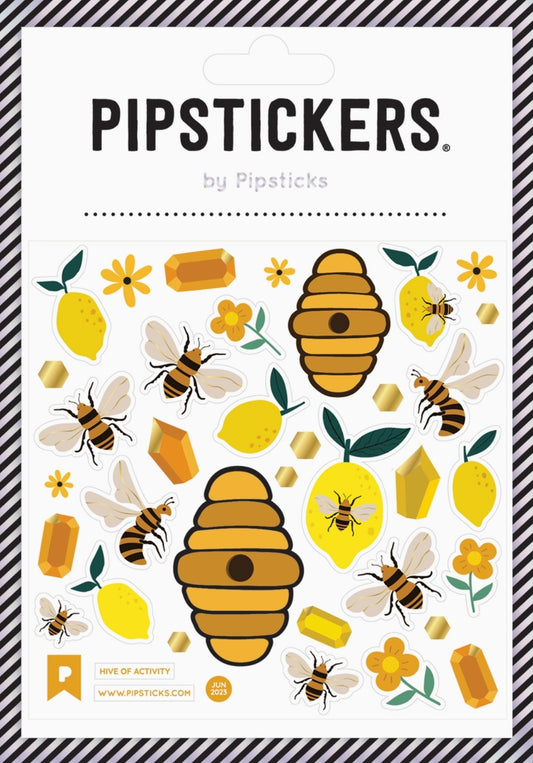 Pipsticks - Bee - Bee Hive - Lemons - Yellow - Sticker Sheet