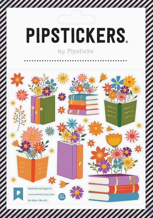 Pipsticks - Bookish Bouquets - Books - Flowers - Sticker Sheet